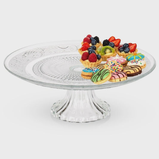 Glass Cake Stand, 25 cm Diameter, Pedestal Base