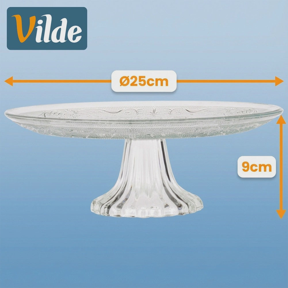 Glass Cake Stand, 25 cm Diameter, Pedestal Base