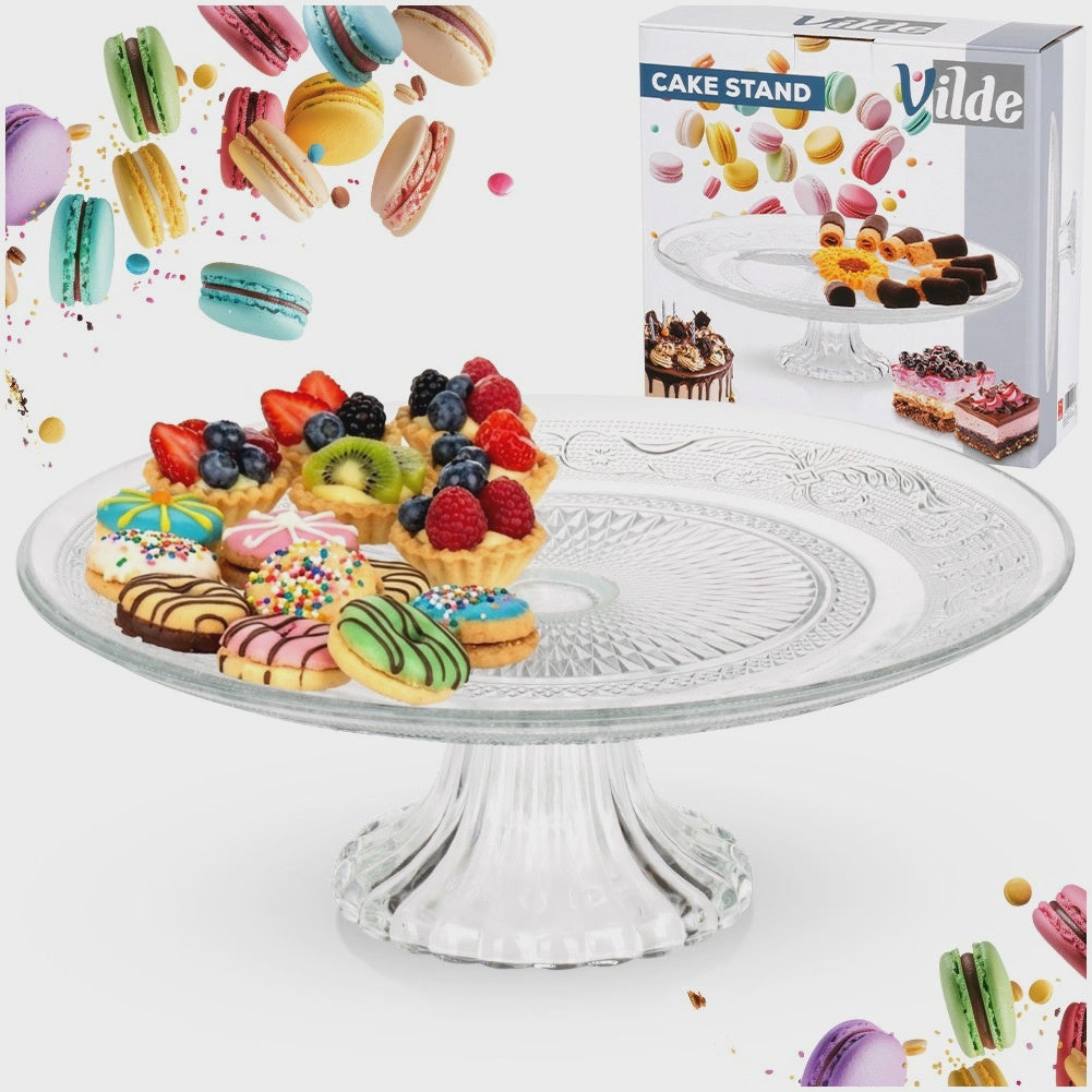 Glass Cake Stand, 25 cm Diameter, Pedestal Base