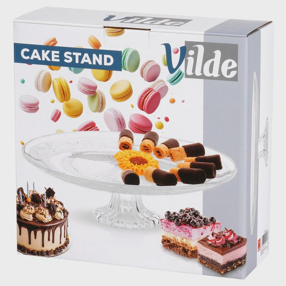 Glass Cake Stand, 25 cm Diameter, Pedestal Base