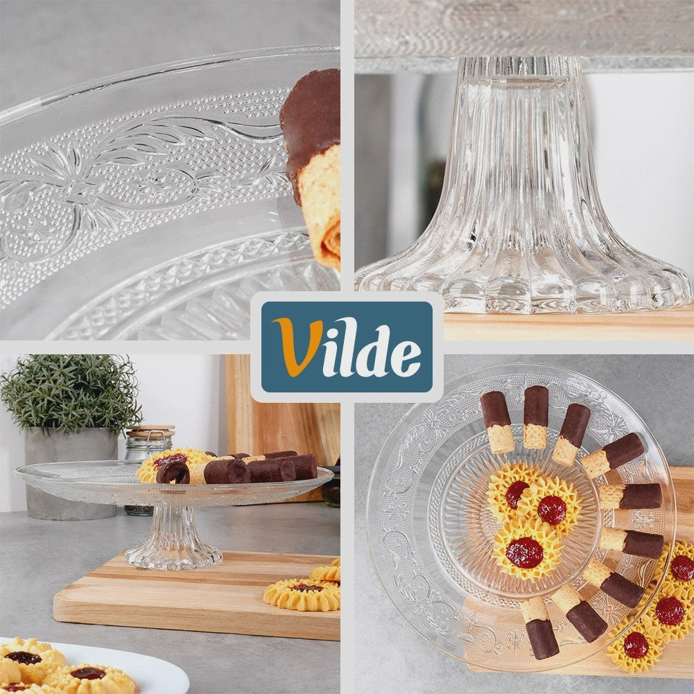 Glass Cake Stand, 25 cm Diameter, Pedestal Base