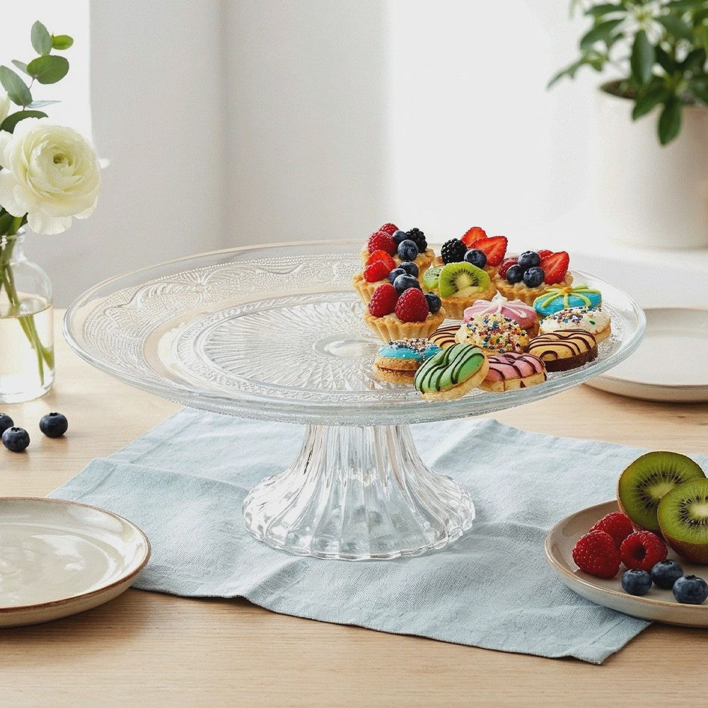 Glass Cake Stand, 25 cm Diameter, Pedestal Base