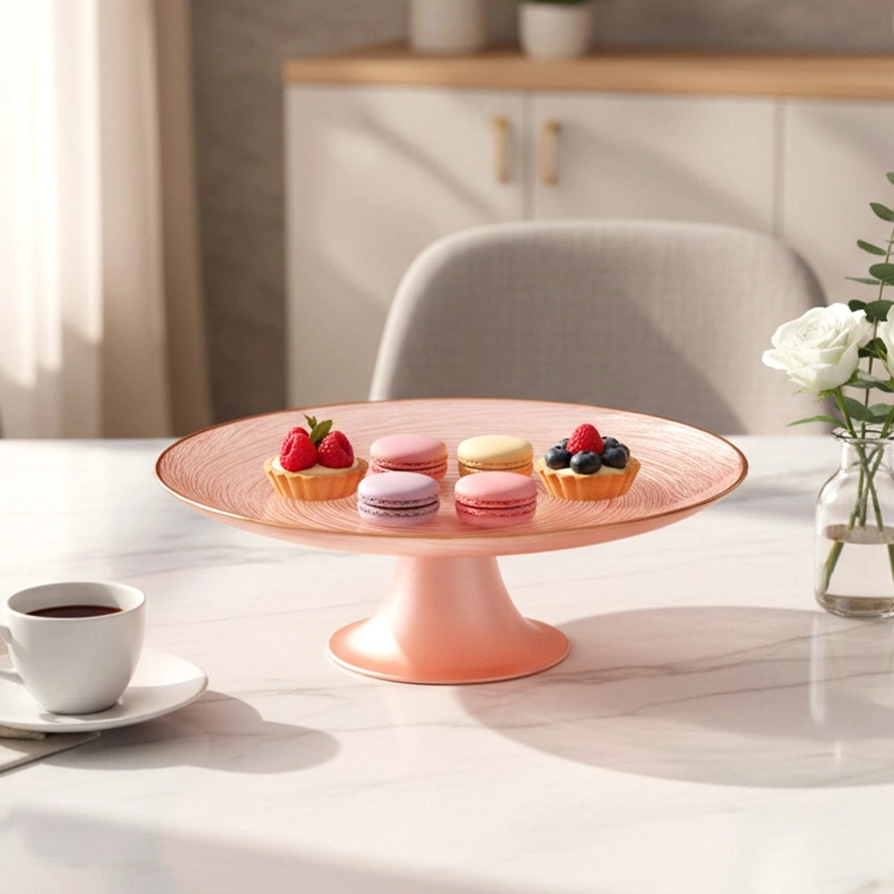Glass Cake Stand, Pink, 21 cm, Elevated Pedestal