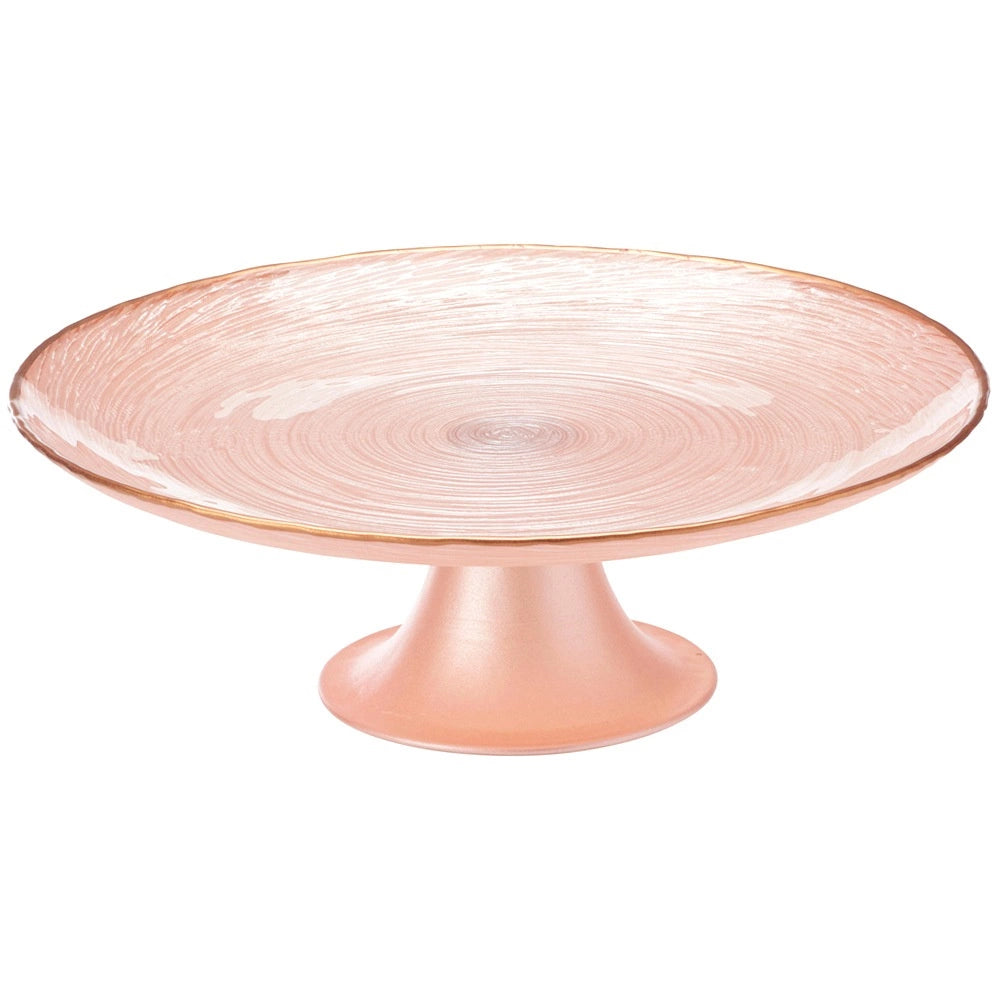 Glass Cake Stand, Pink, 21 cm, Elevated Pedestal