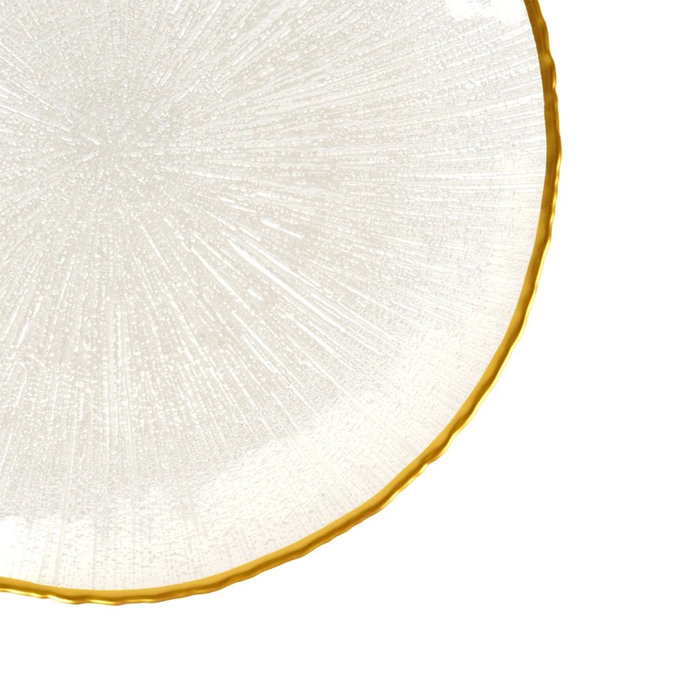 Glass Cake Stand, White Gold, 21 cm Diameter