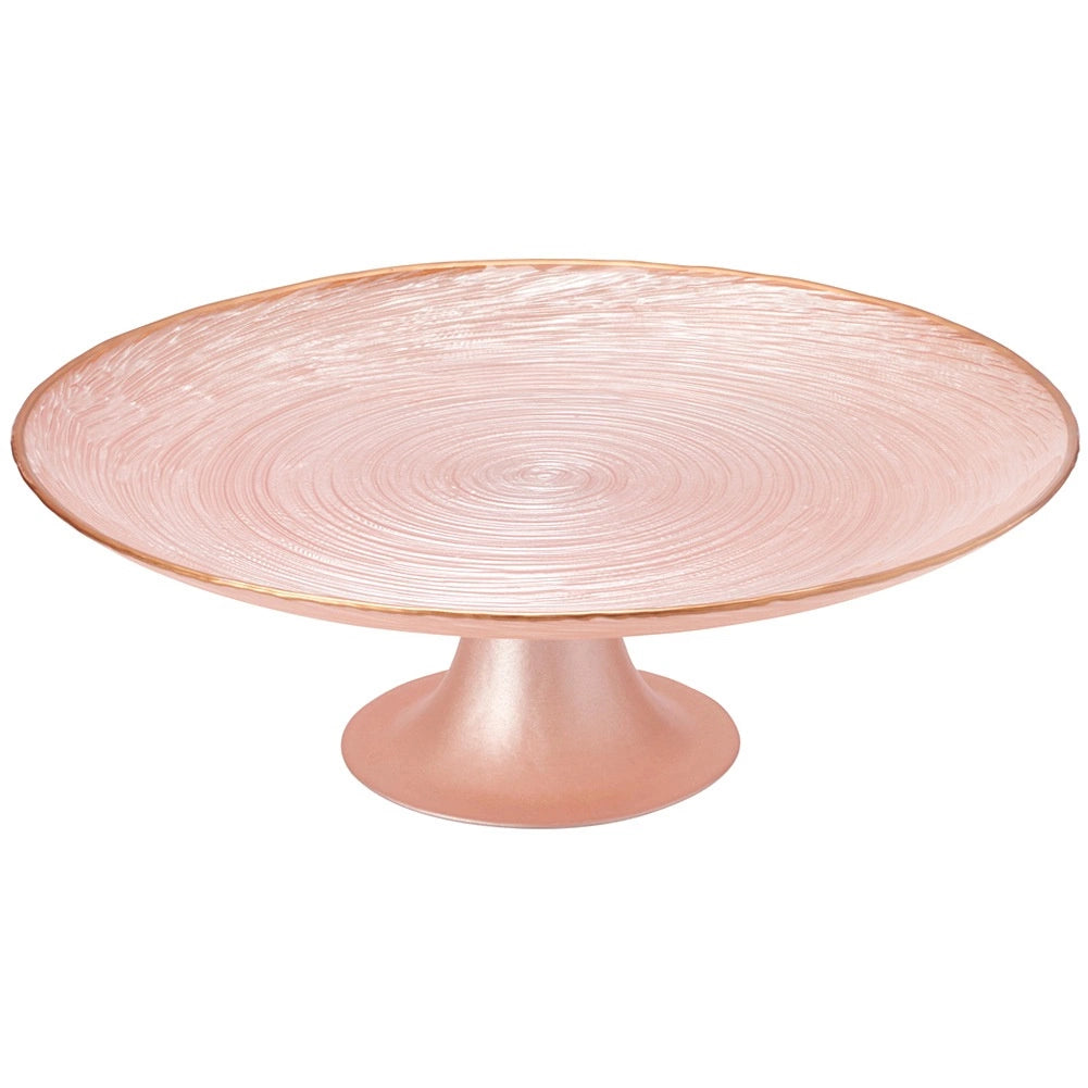 Glass Cake Stand with Pedestal, Pink, 28 cm