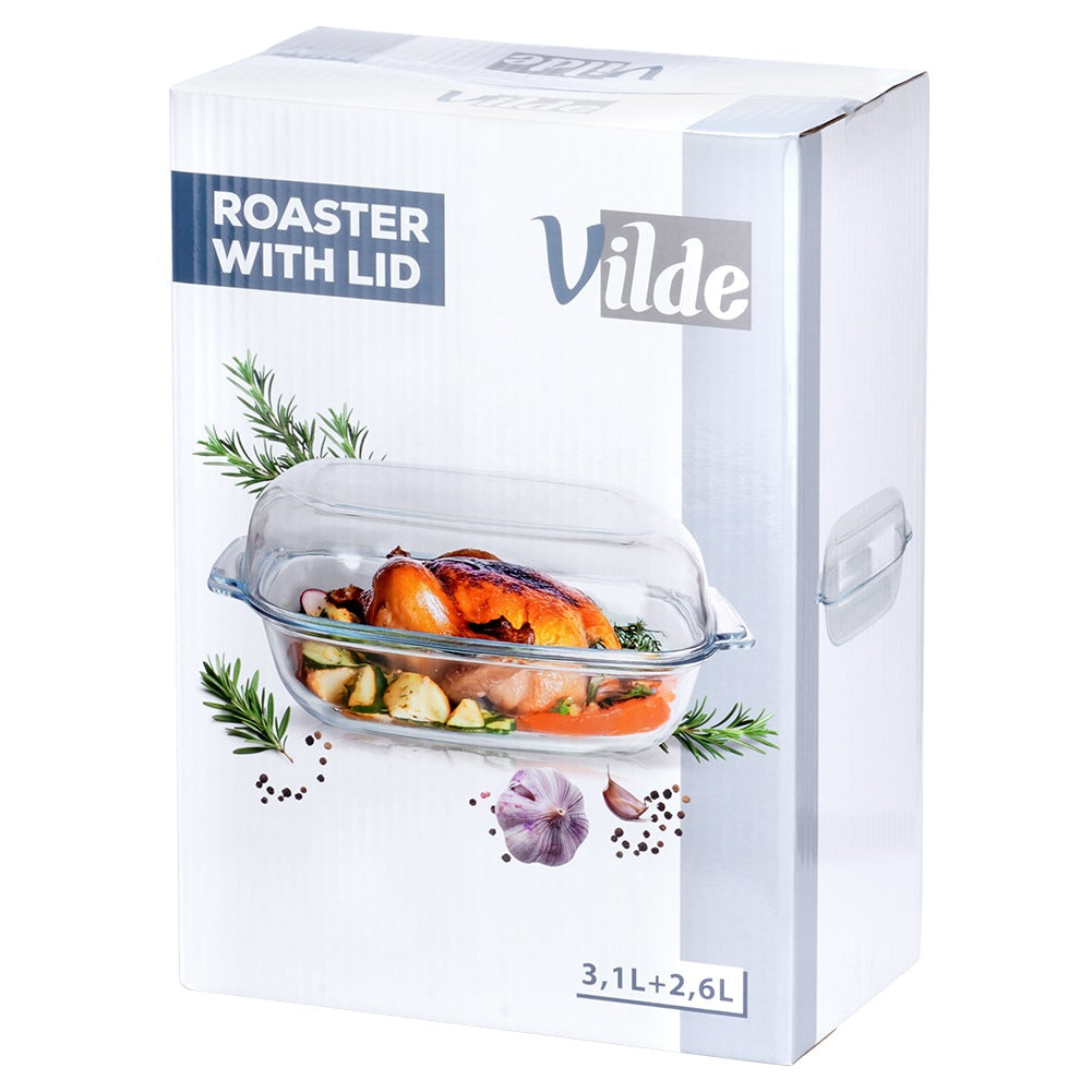 Glass Casserole Dish with Lid, 3.1L + 2.6L