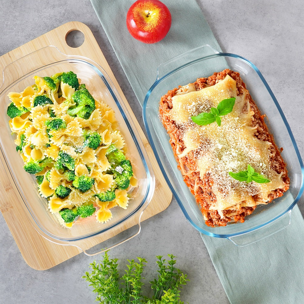 Glass Casserole Dish with Lid, 3.1L + 2.6L