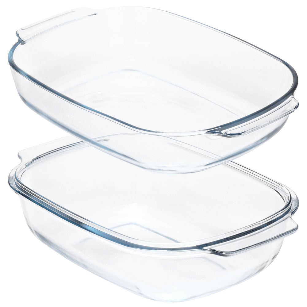 Glass Casserole Dish with Lid, 3.1L + 2.6L