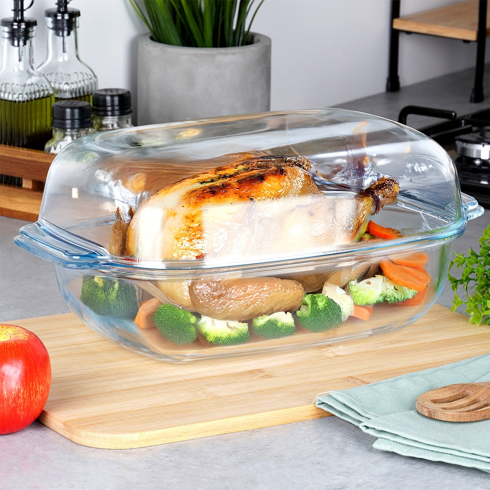 Glass Casserole Dish with Lid, 3.1L + 2.6L