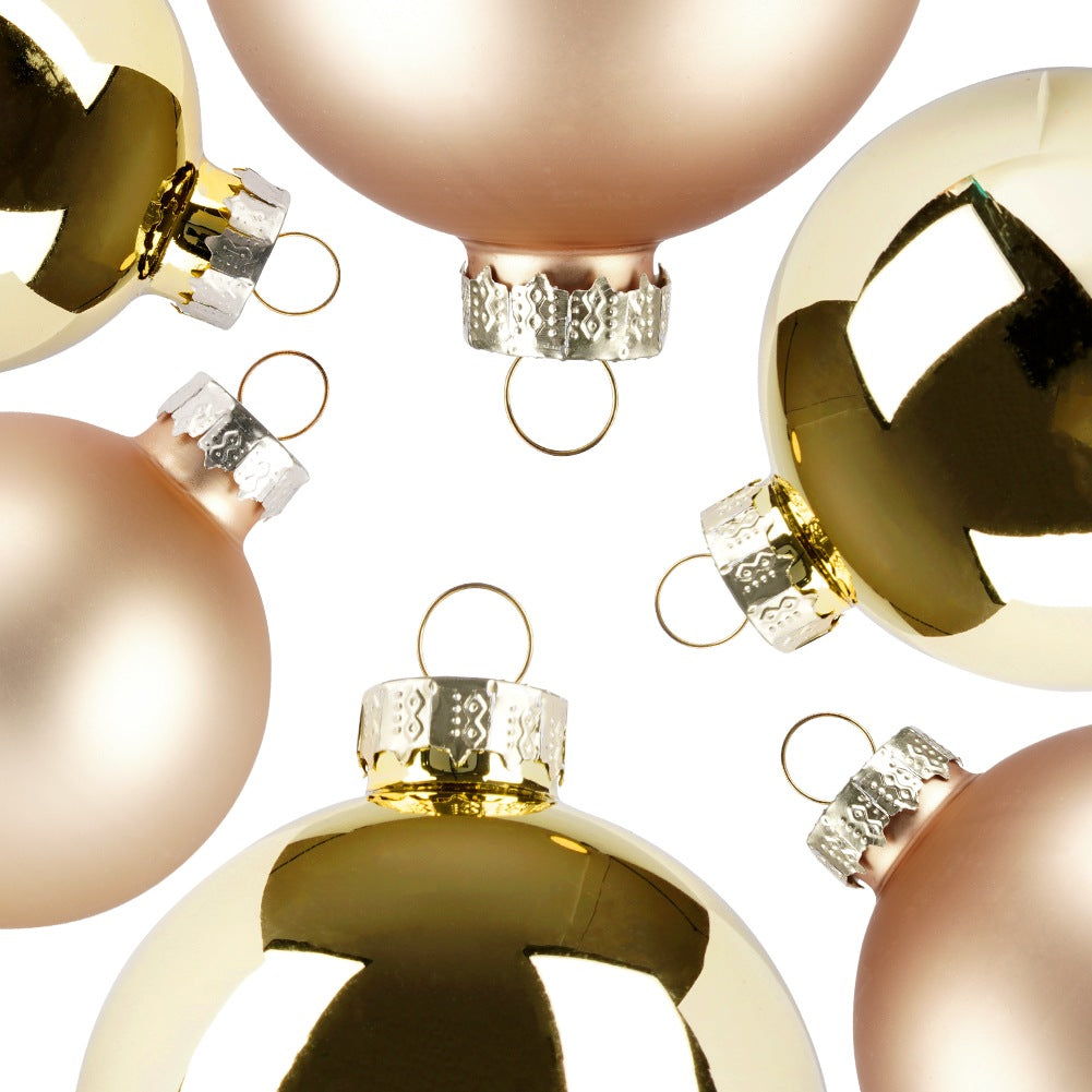 Glass Christmas tree baubles, gold, 4/5/6 cm, 34 pcs.