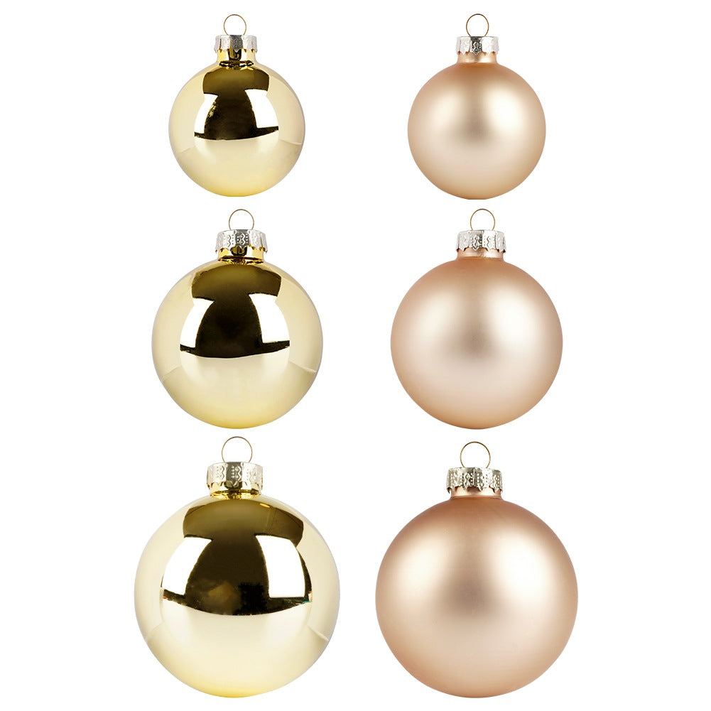Glass Christmas tree baubles, gold, 4/5/6 cm, 34 pcs.