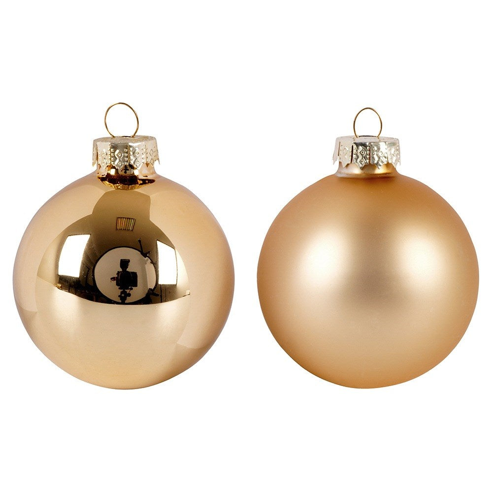 Glass Christmas tree baubles, gold, 6 cm, 20 pcs.