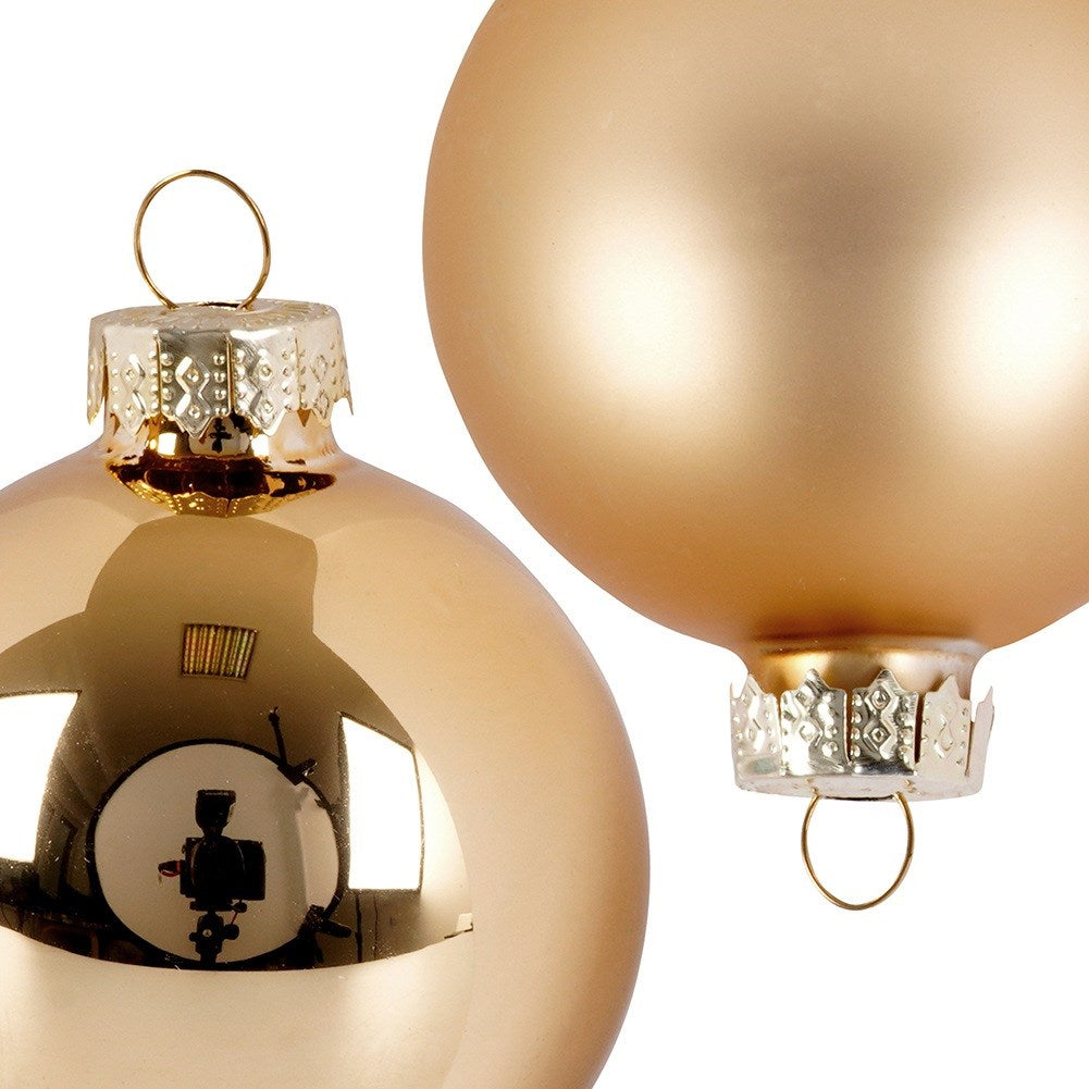 Glass Christmas tree baubles, gold, 6 cm, 20 pcs.