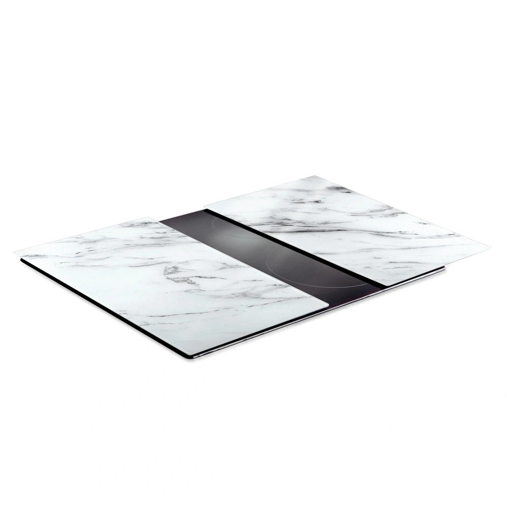 Glass Cutting Boards – White Marble, 60x52 cm, Set of 2