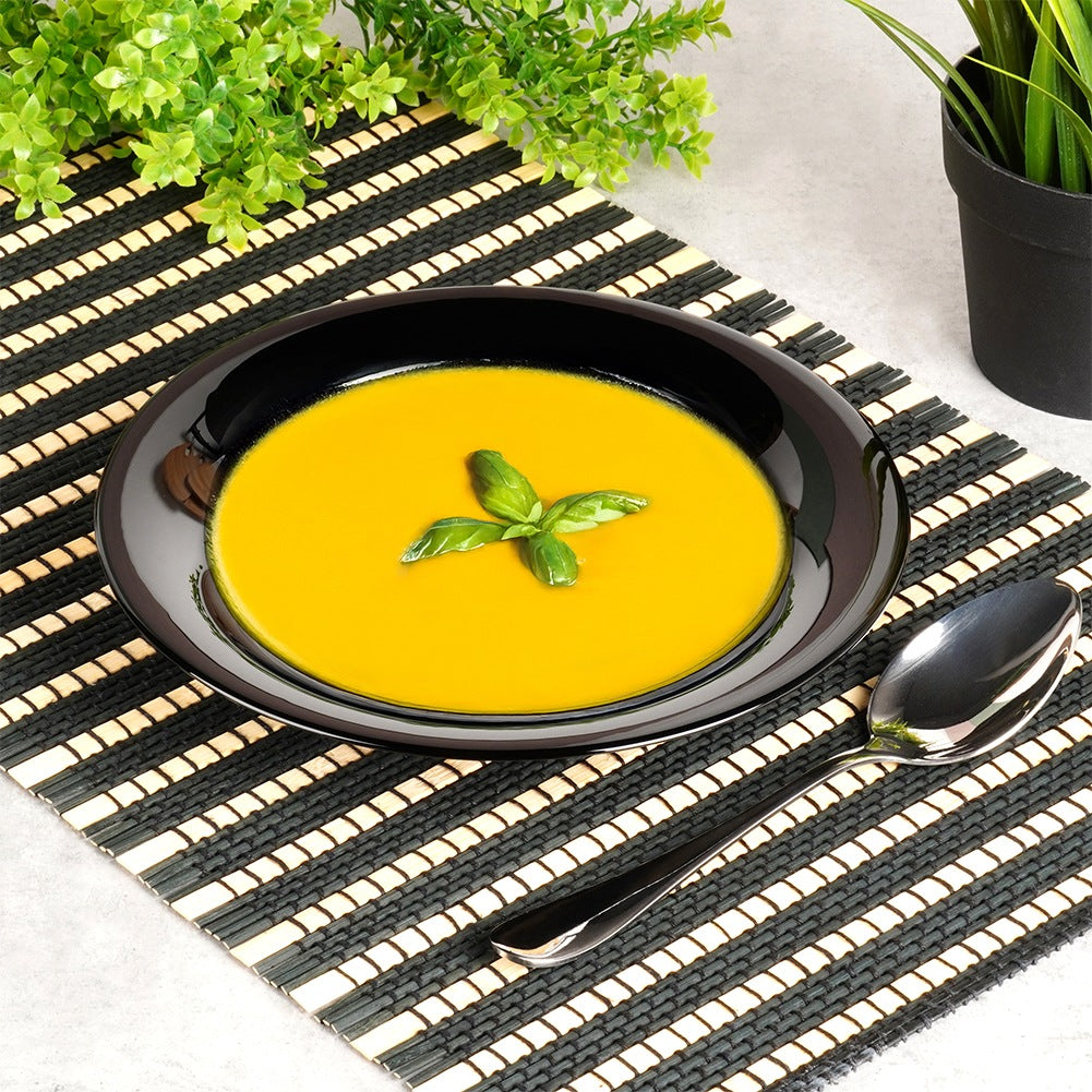 Glass Deep Dinner Plates, Black, 21.5 cm, 400 ml, Set of 6