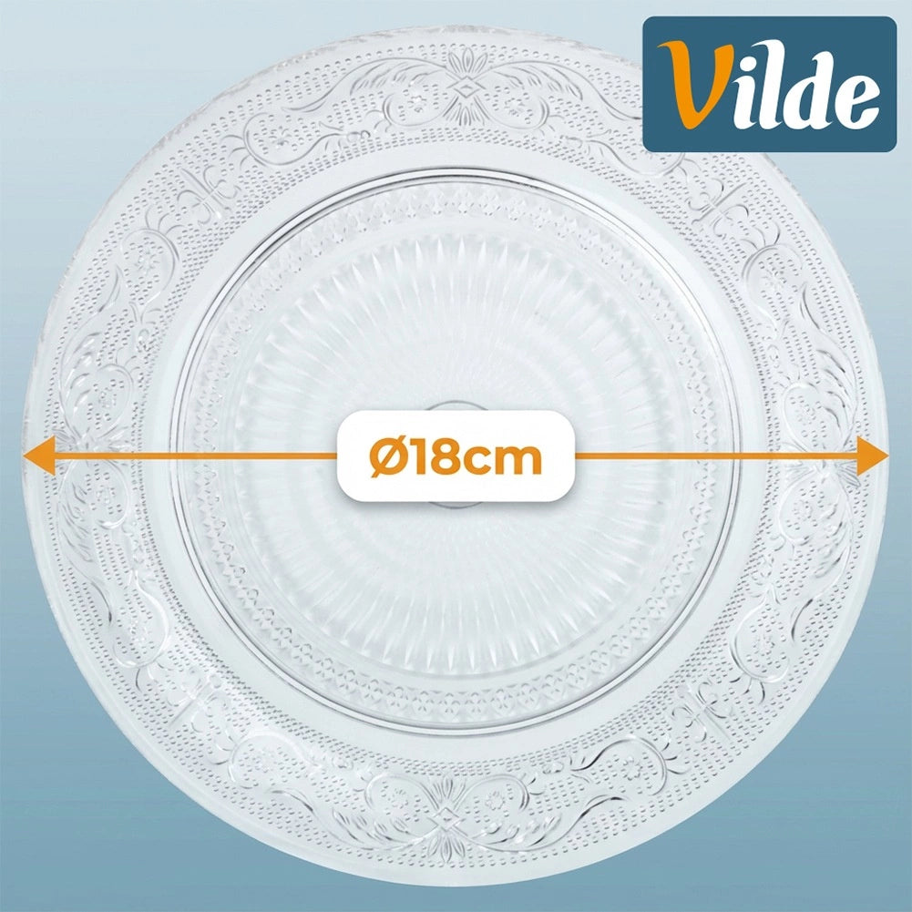 Glass Dessert Plate, 18 cm Diameter, Dishwasher Safe