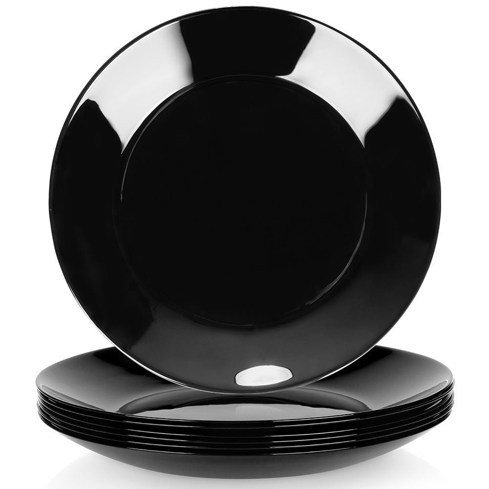 Glass Dessert Plates, Black, 18 cm, Set of 6