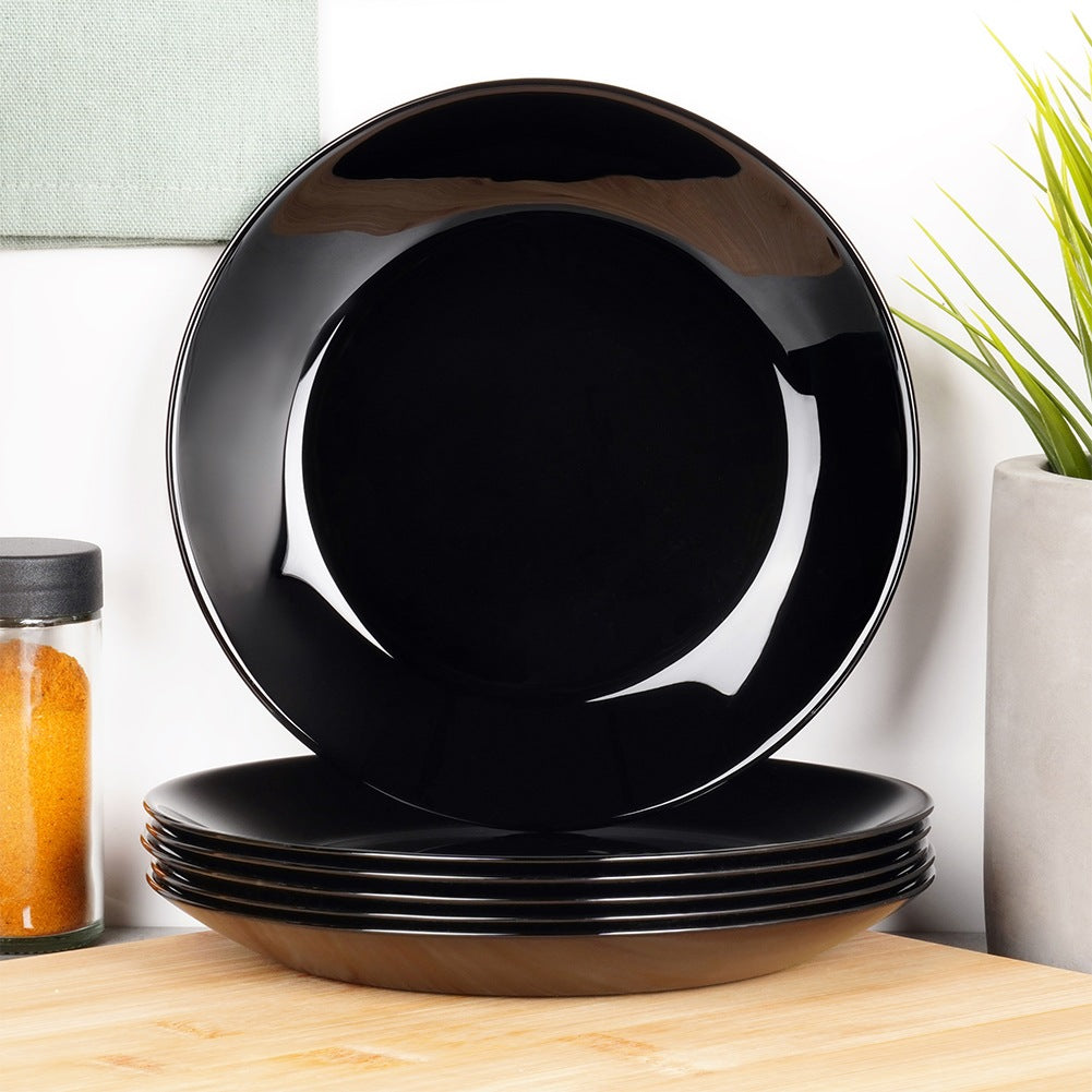 Glass Dessert Plates, Black, 18 cm, Set of 6