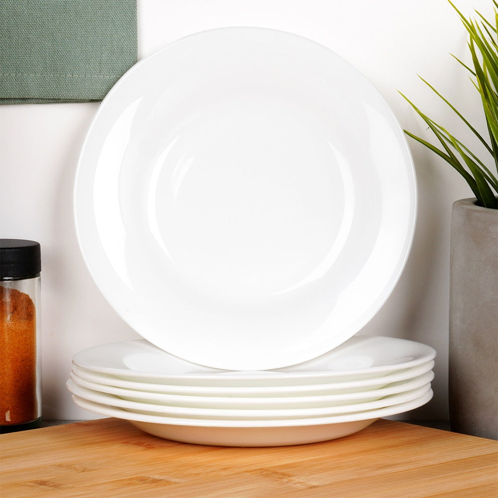 Glass Dessert Plates, White, 18 cm, Set of 6
