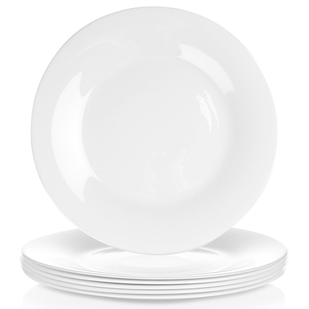Glass Dinner Plates, White, 25.5 cm, Set of 6