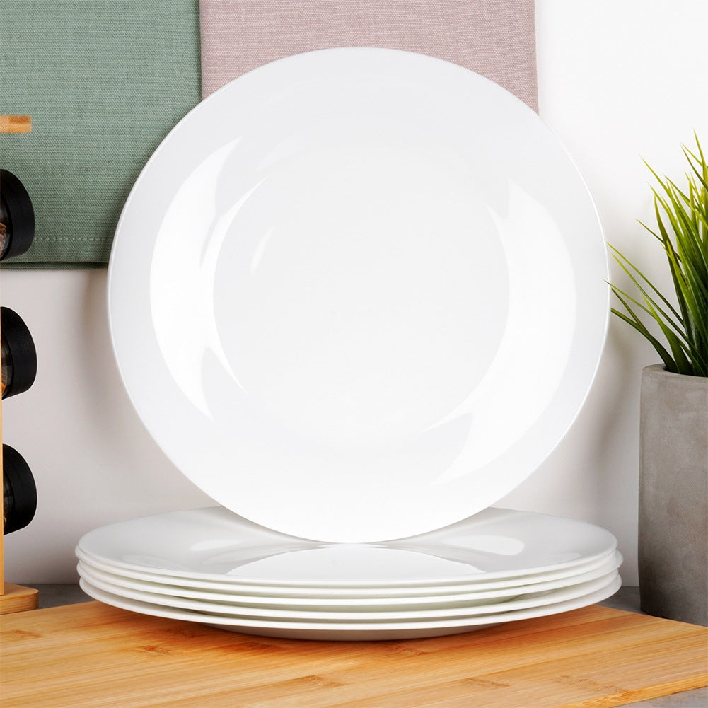 Glass Dinner Plates, White, 25.5 cm, Set of 6