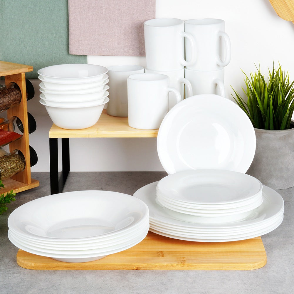 Glass Dinner Plates, White, 25.5 cm, Set of 6