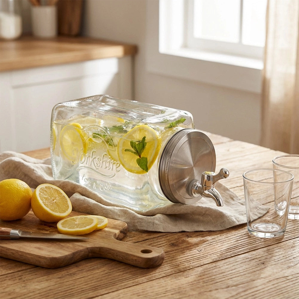 Glass Drink Dispenser with Tap, 3.3L for Fridge