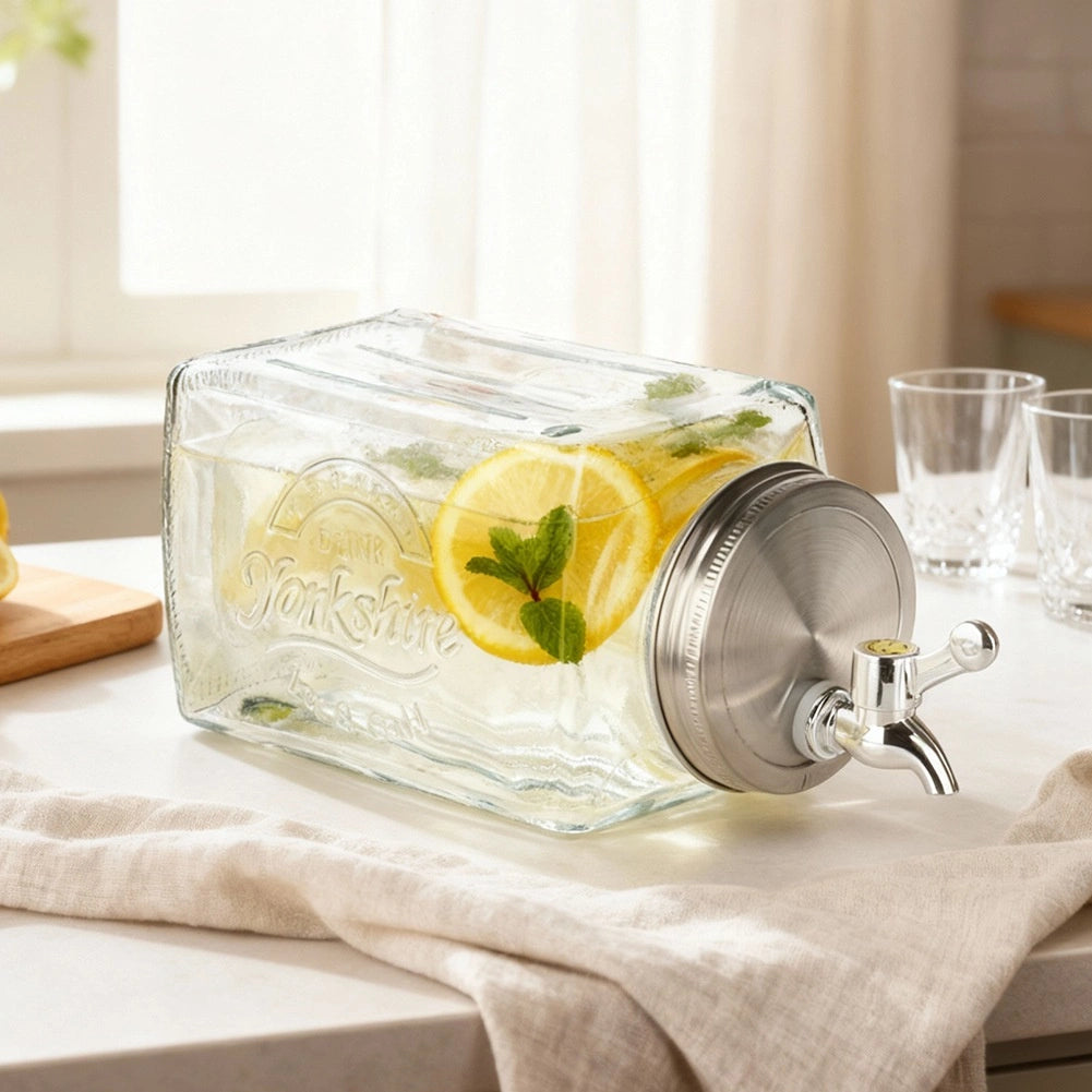 Glass Drink Dispenser with Tap, 3.3L for Fridge