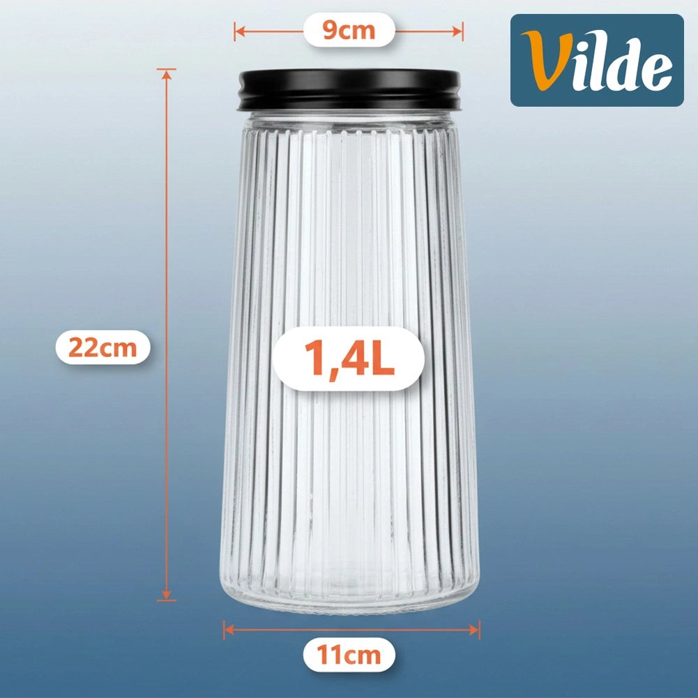 Glass Dry Food Storage Container, 1.4L, Airtight Lid