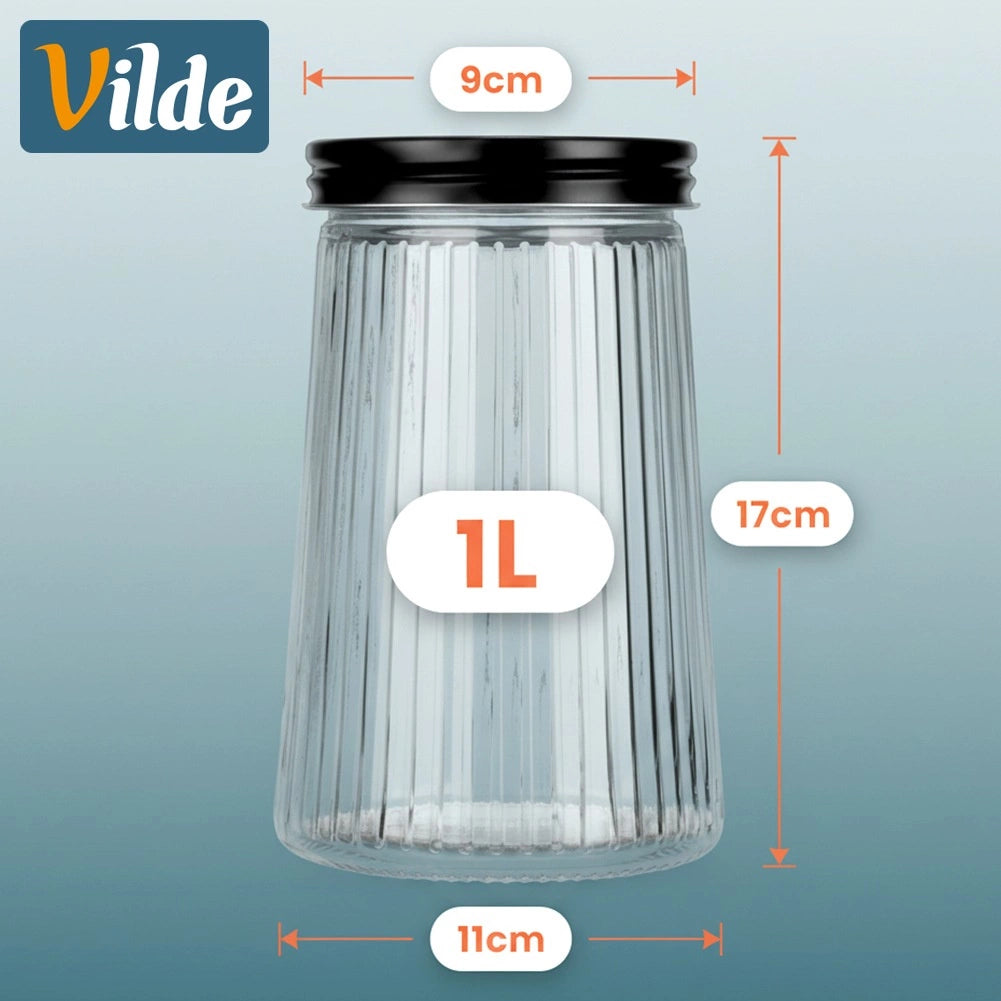 Glass Dry Food Storage Container with Lid, 1L