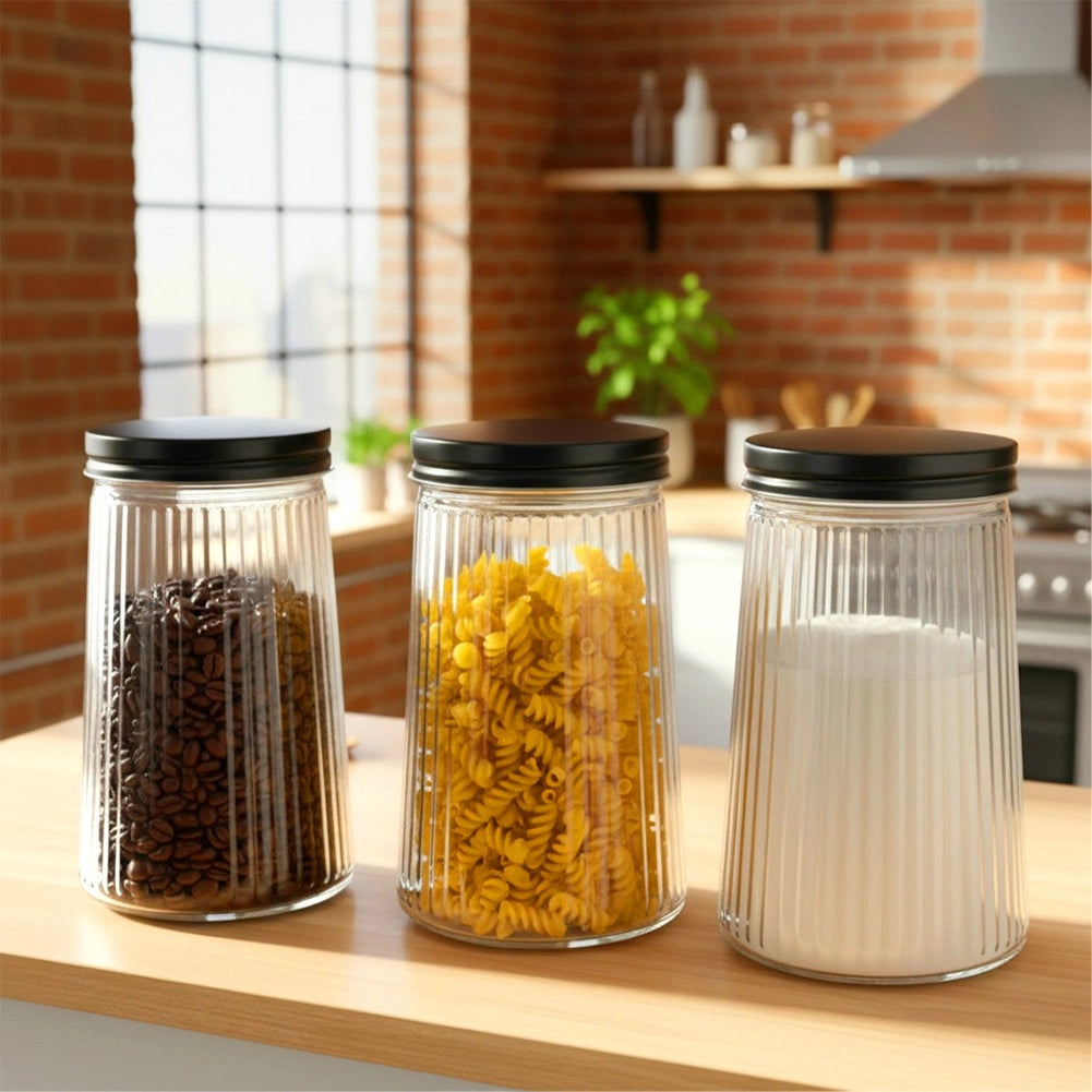 Glass Dry Food Storage Container with Lid, 1L