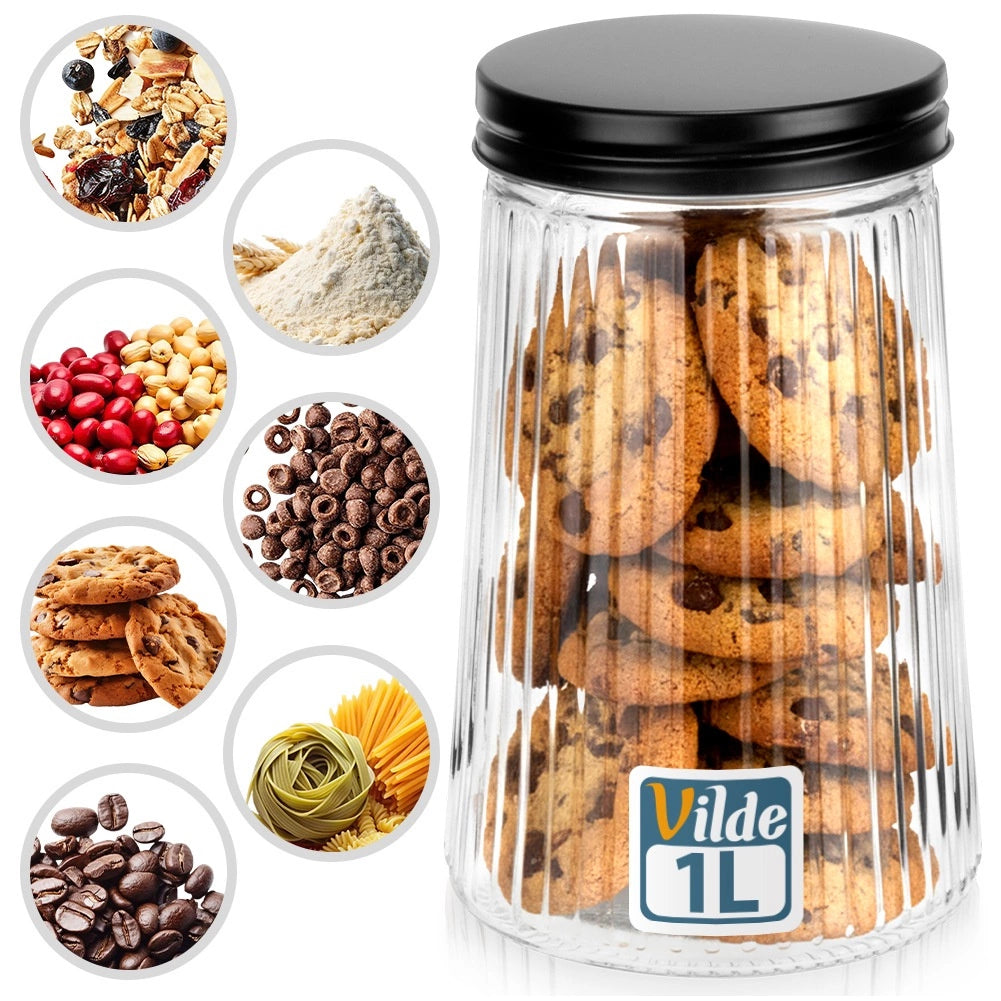 Glass Dry Food Storage Container with Lid, 1L