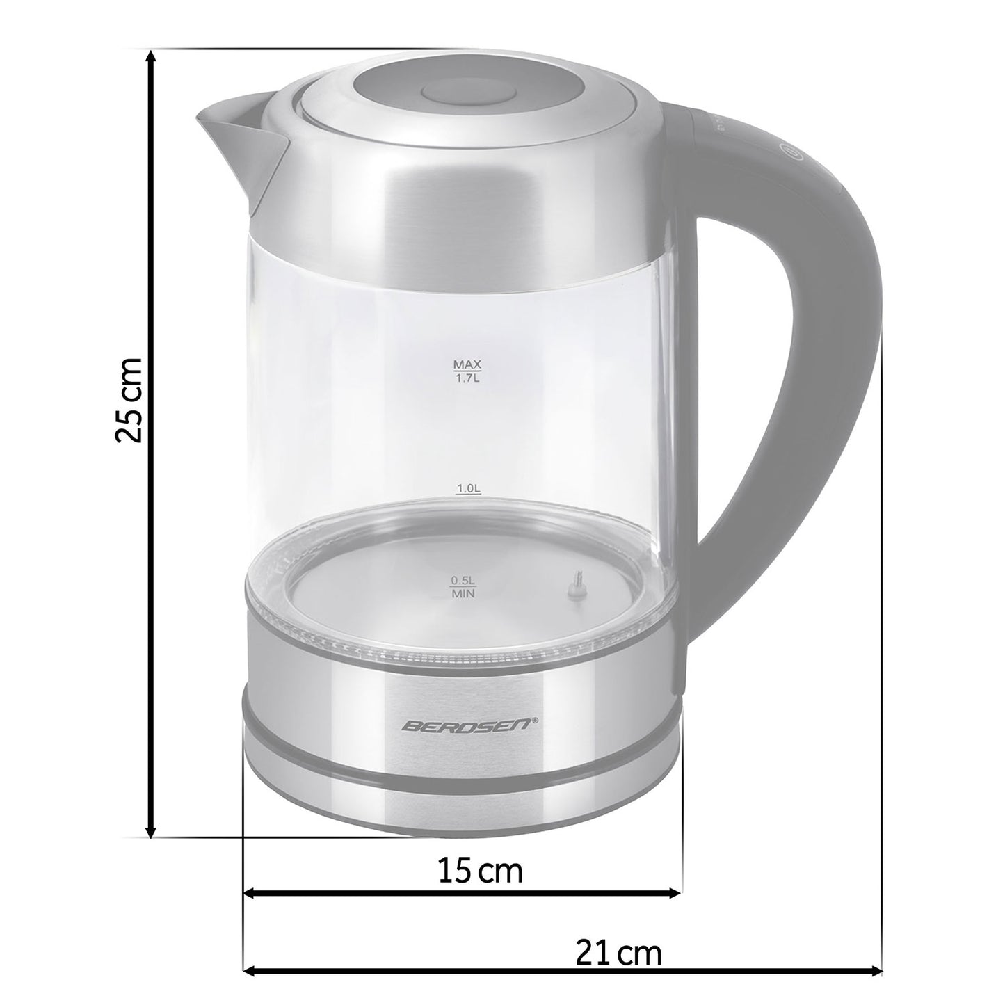 Glass Electric Kettle, Temp Control, 1.7L, 2200W