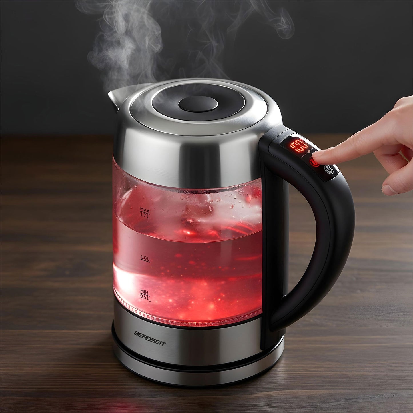 Glass Electric Kettle, Temp Control, 1.7L, 2200W