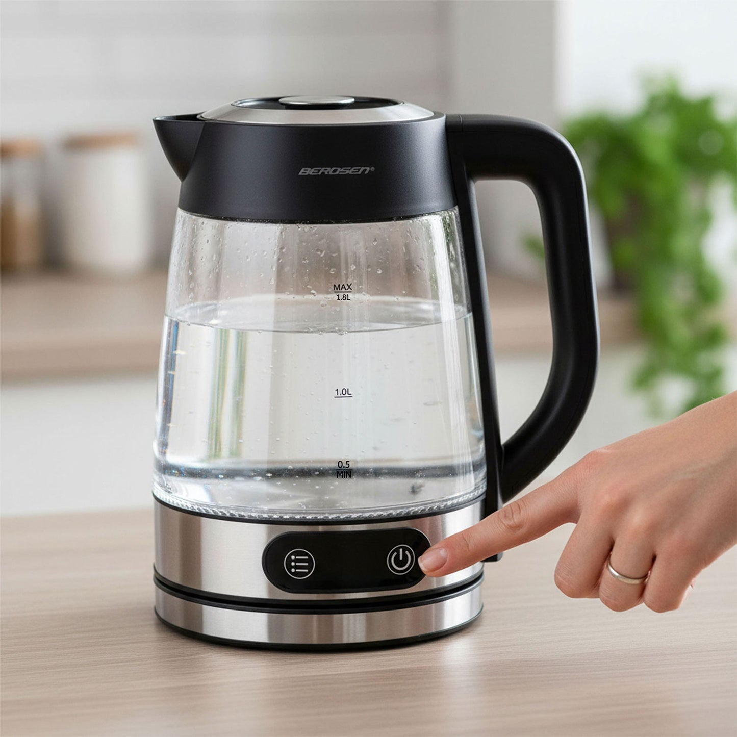 Glass Electric Kettle, Temperature Control, 1.8L, 2200W