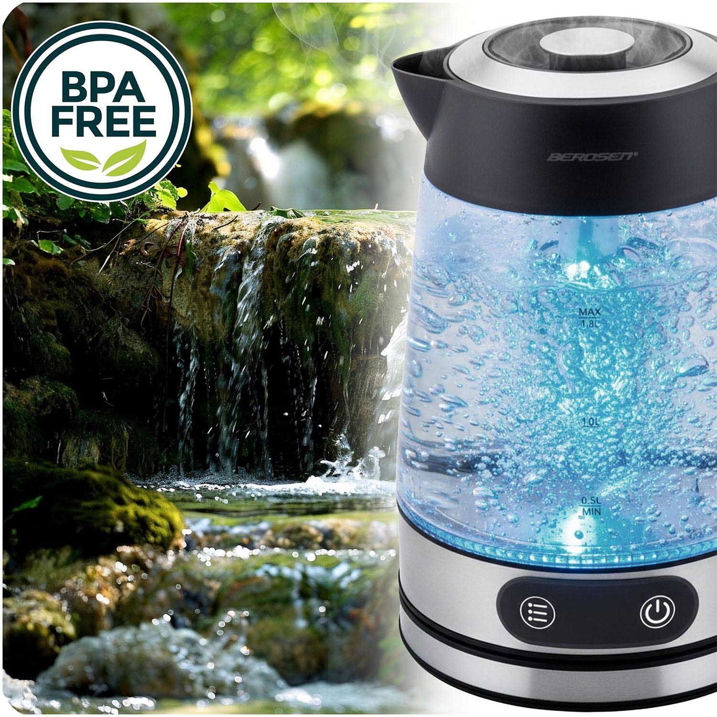 Glass Electric Kettle, Temperature Control, 1.8L, 2200W