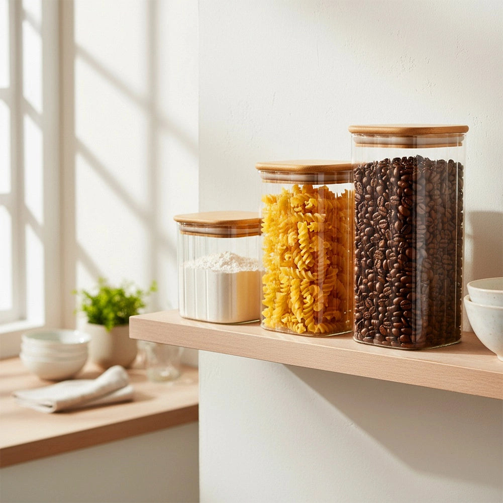 Glass Food Storage Container, Airtight, 1.1L Capacity
