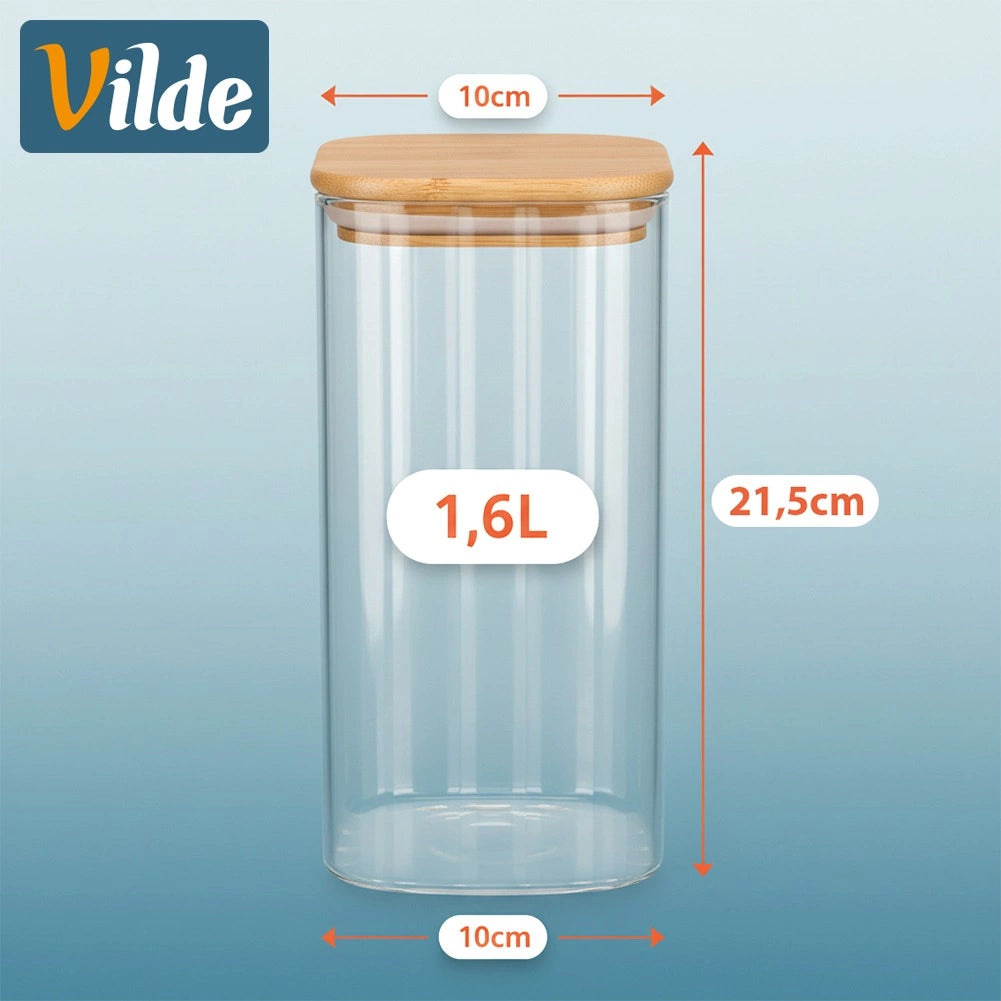 Glass Food Storage Container, Airtight, 1.6L