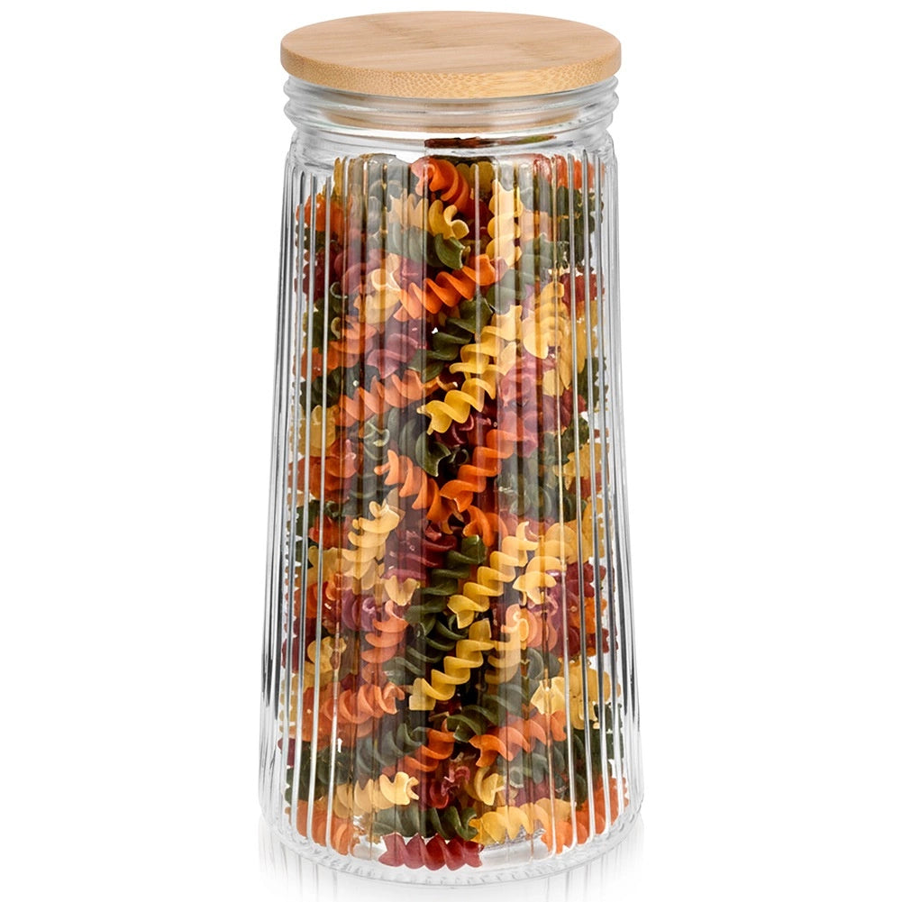 Glass Food Storage Container, Airtight Bamboo Lid, 1.4L