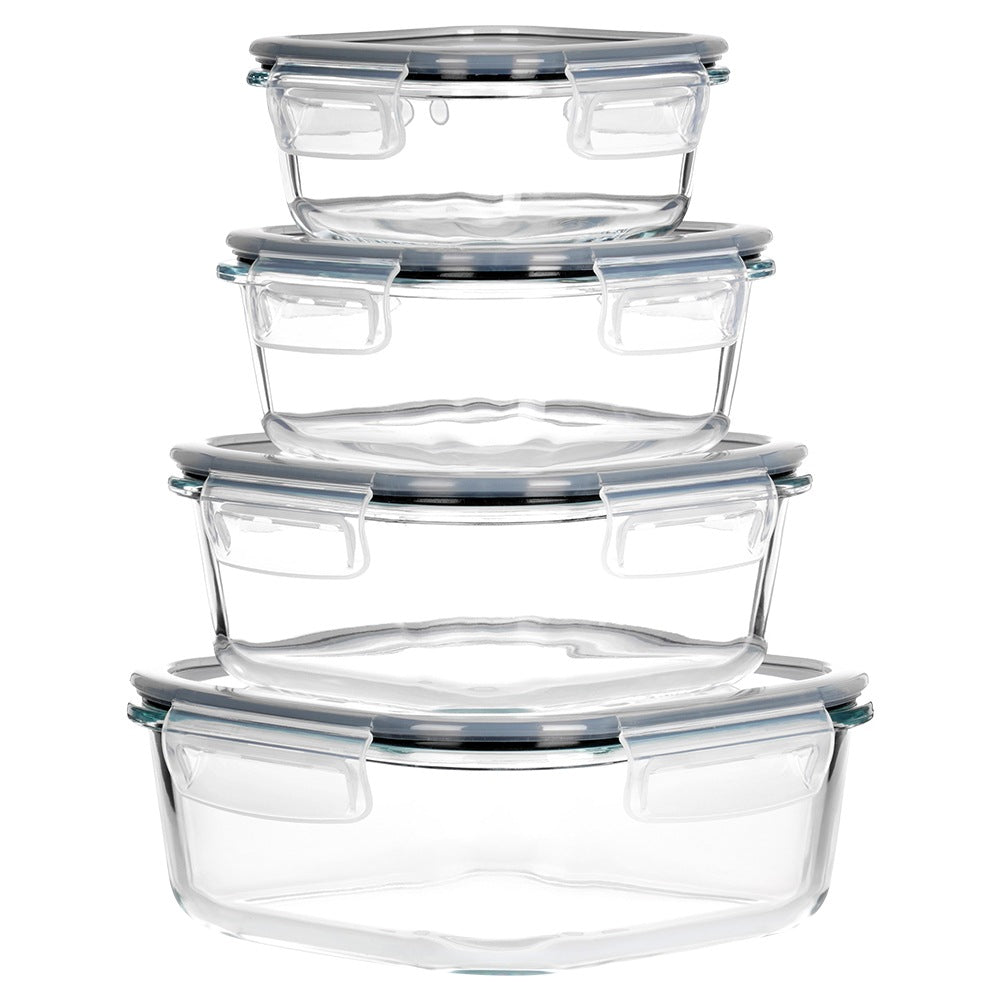 Glass Food Storage Containers with Lid, Square, Set of 4