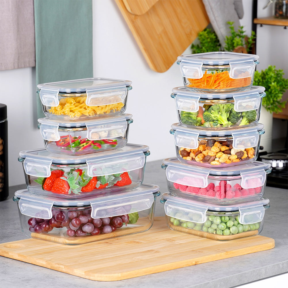 Glass Food Storage Containers with Lids, Set of 9