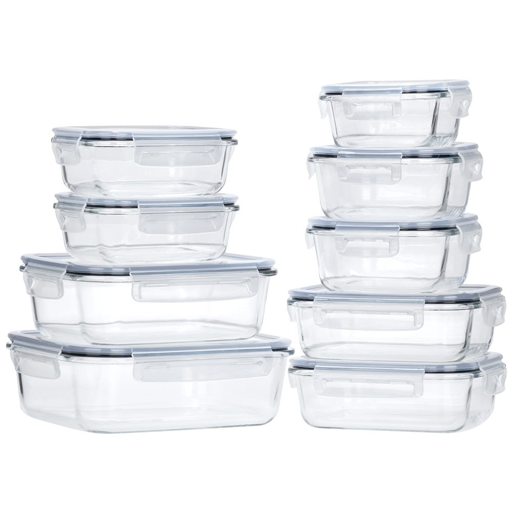 Glass Food Storage Containers with Lids, Set of 9