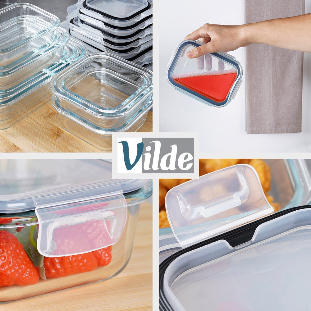 Glass Food Storage Containers with Lids, Set of 9