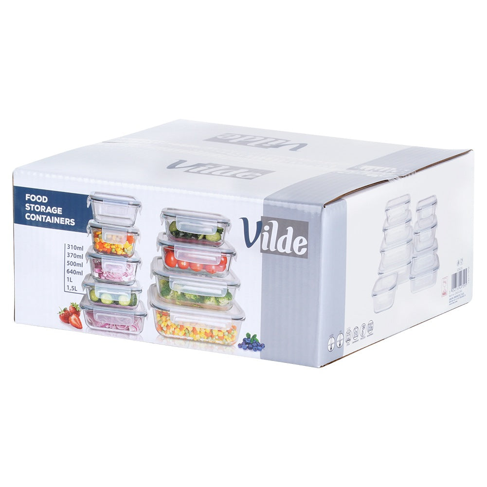 Glass Food Storage Containers with Lids, Set of 9