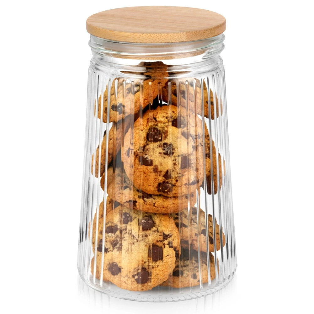Glass Food Storage Container with Airtight Bamboo Lid, 1L