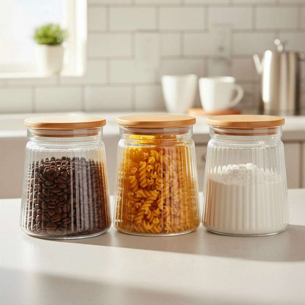 Glass Food Storage Container with Bamboo Lid, 700 ml