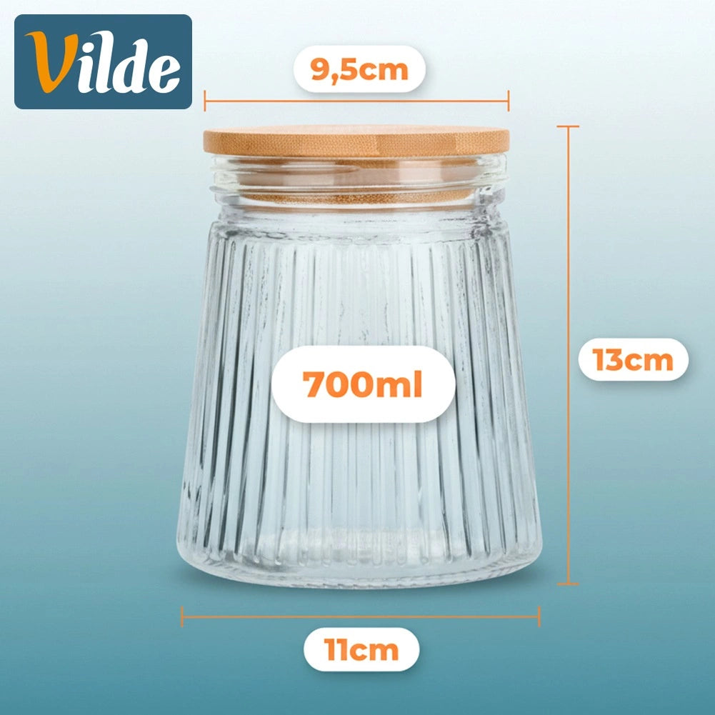 Glass Food Storage Container with Bamboo Lid, 700 ml