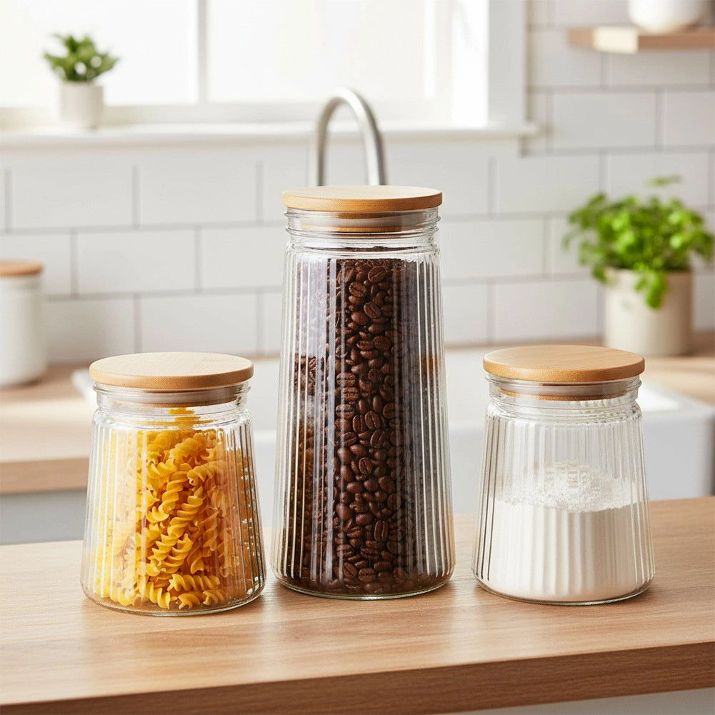 Glass Food Storage Container with Bamboo Lid, 700 ml