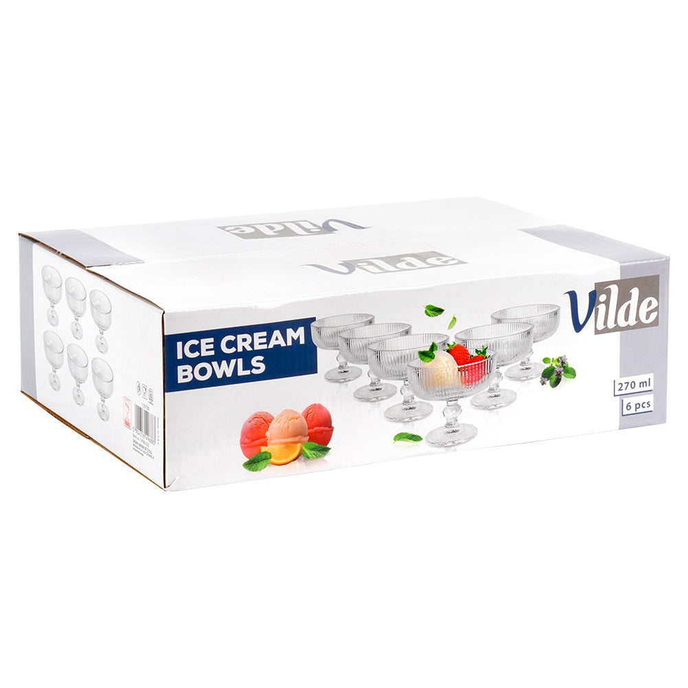 Glass Ice Cream Bowls, 270 ml, Set of 6